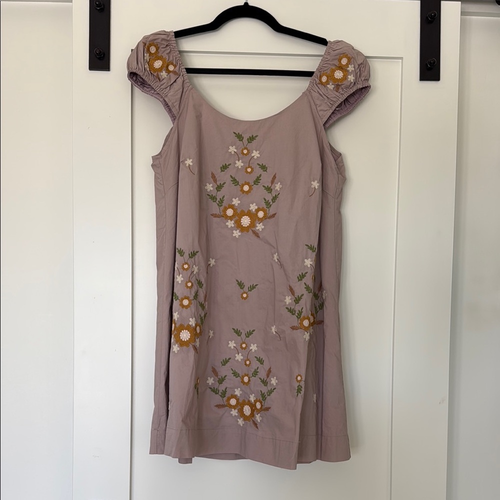 NWT Mabl Floral Embroidered Mini Dress in Mauve
